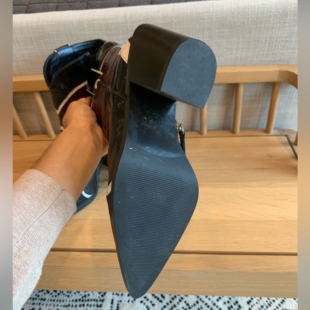 Zara leather cowboy ankle boots - Picture 5 of 7